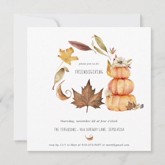 Invitation à la fête de Thanksgiving entre amis (Devant)