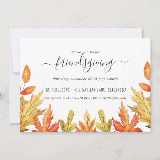 Invitation à la fête de Thanksgiving et à la conte (Devant)