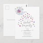 Invitation à la fête de thé de mariage floral à la (Devant / Derrière)