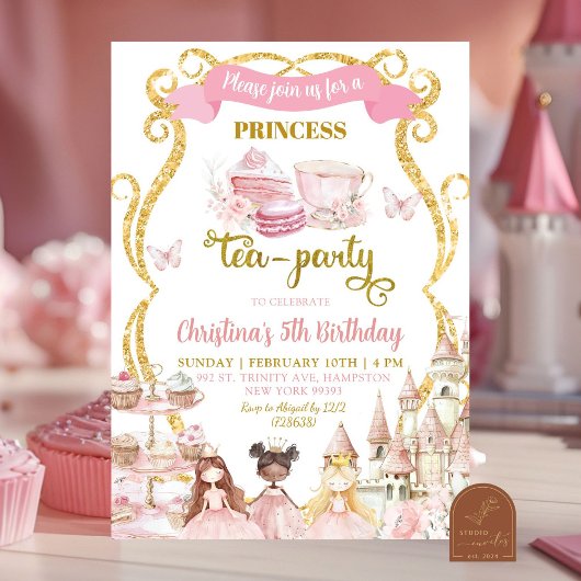 Invitation à la fête de thé de princesse