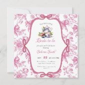 Invitation à la fête de thé Fleur sauvage rose (Devant)