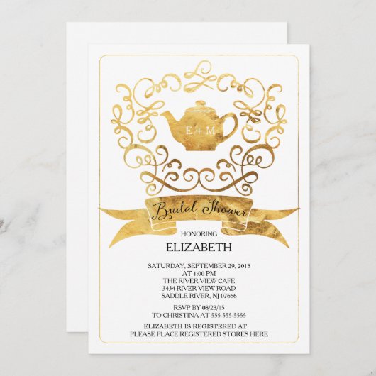 Invitation à la fête de thé Whimsical (Devant / Derrière)