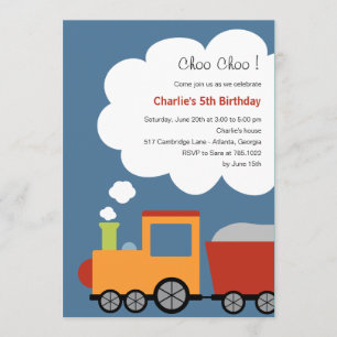 Invitation à la fête de train d'anniversaire