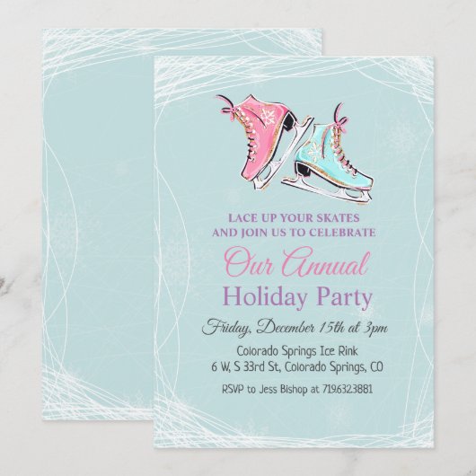 Invitation à la fête de vacances de patinage sur g (Devant / Derrière)