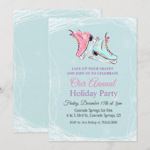 Invitation à la fête de vacances de patinage sur g