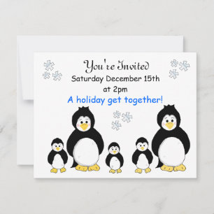 Invitation à la fête de vacances des pingouins