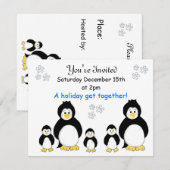Invitation à la fête de vacances des pingouins (Devant / Derrière)