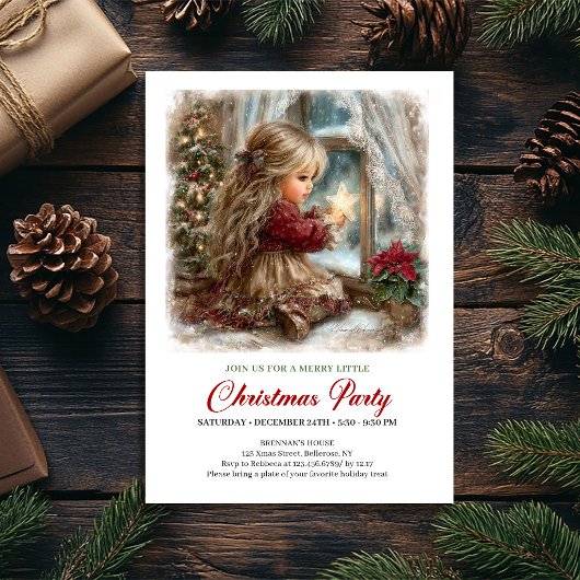 Invitation à la fête de vacances Fille mignonne Co