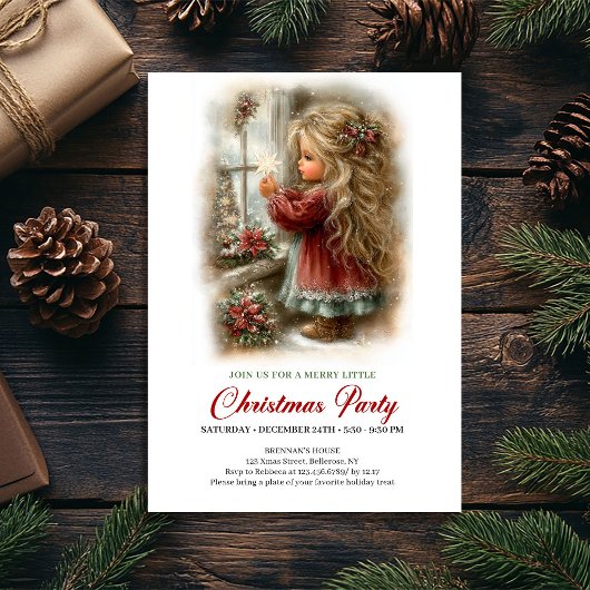 Invitation à la fête de vacances Fille mignonne Sc