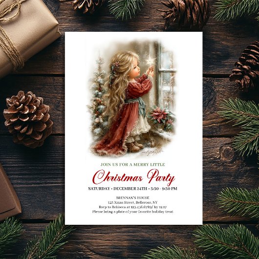 Invitation à la fête de vacances Fille mignonne Sc