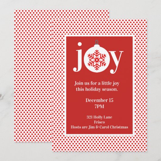 Invitation à la fête de vacances Joie festive (Devant / Derrière)