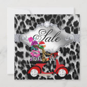 Invitation à la fête de vente de Noël Léopard Blan (Devant)