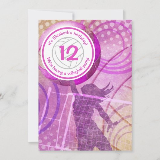 Invitation à la fête de volley-ball pour filles ro (Dos)