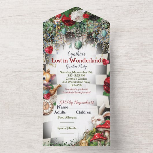 Invitation à la fête de Wonderland (À l'intérieur)