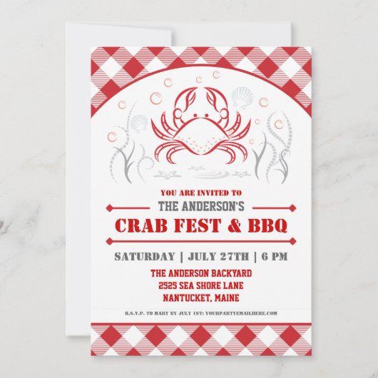 Invitation à la fête d'ébullition de crabe d'été e (Devant)