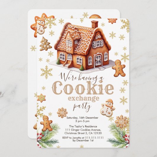 Invitation à la fête d'échange de biscuits (Devant / Derrière)
