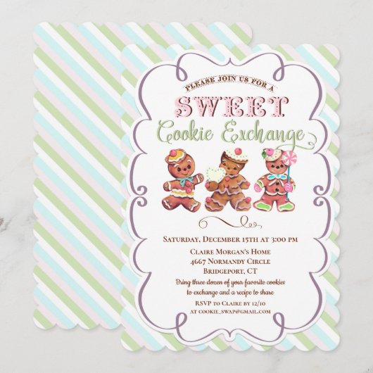Invitation à la fête d'échange de biscuits de Noël (Devant / Derrière)