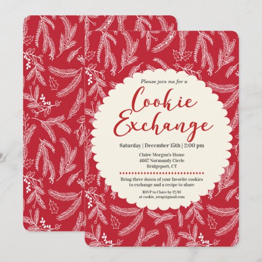 Invitation à la fête d'échange de biscuits de Noël (Devant / Derrière)
