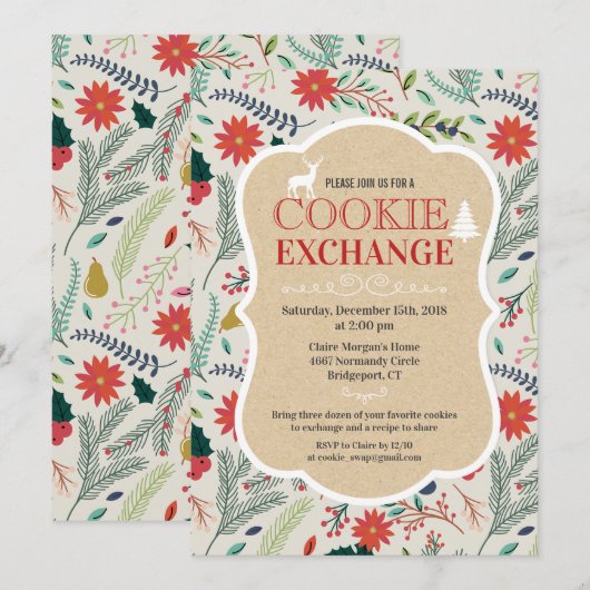 Invitation à la fête d'échange de biscuits de Noël (Devant / Derrière)