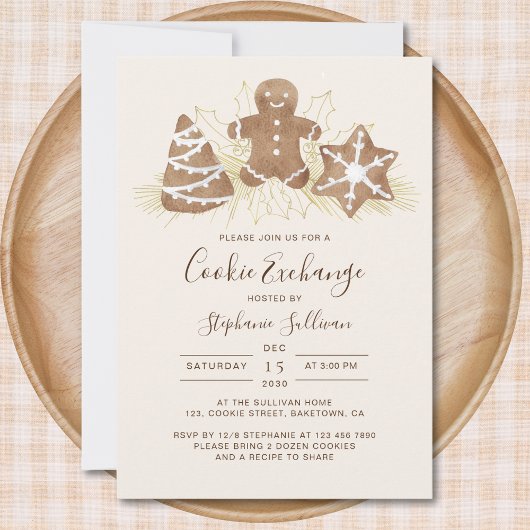 Invitation à la fête d'échange de biscuits de Noël