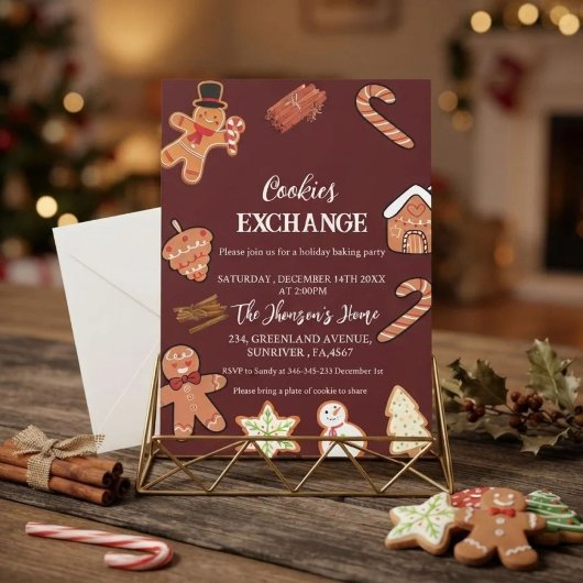 Invitation à la fête d'échange de biscuits de Noël