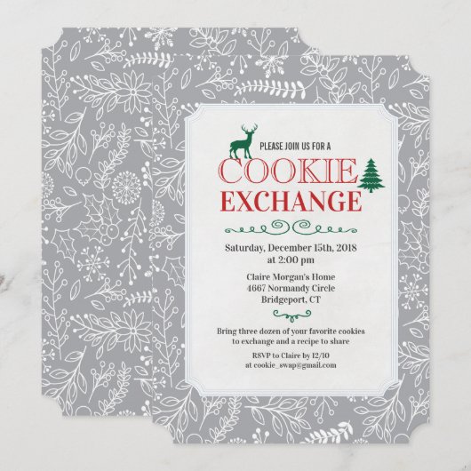 Invitation à la fête d'échange de biscuits de Noël (Devant / Derrière)