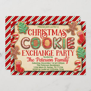 Invitation à la fête d'échange de cookies de Noël