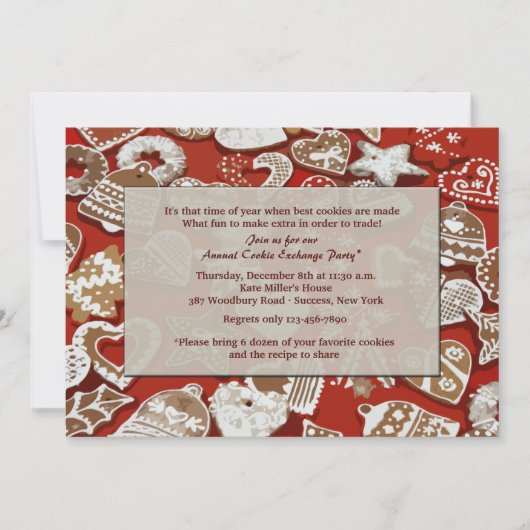 Invitation à la fête d'échange de cookies de Noël (Devant)