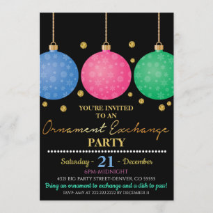 Invitation à la fête d'échange d'ornements de Noël