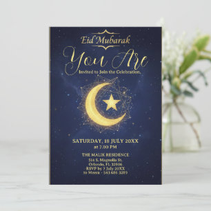 Invitation à la fête d'Eid Moubarak sous la nuit é