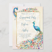 Invitation à la fête d'engagement Floral Peacock (Devant)