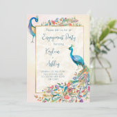 Invitation à la fête d'engagement Floral Peacock (Debout devant)