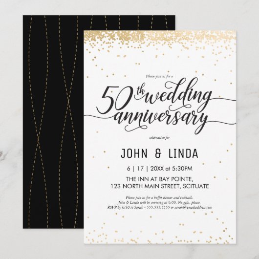 Invitation à la fête des 50 ans de mariage - Golde (Devant / Derrière)