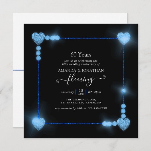 Invitation à la fête des 60 ans de mariage de diam (Devant / Derrière)