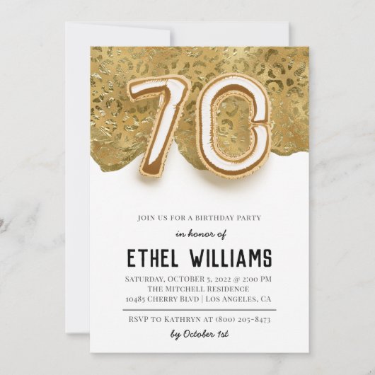 Invitation à la fête des 70 ans (Devant)