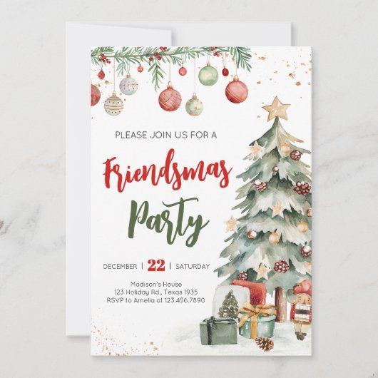 Invitation à la fête des amies de Noël (Devant)