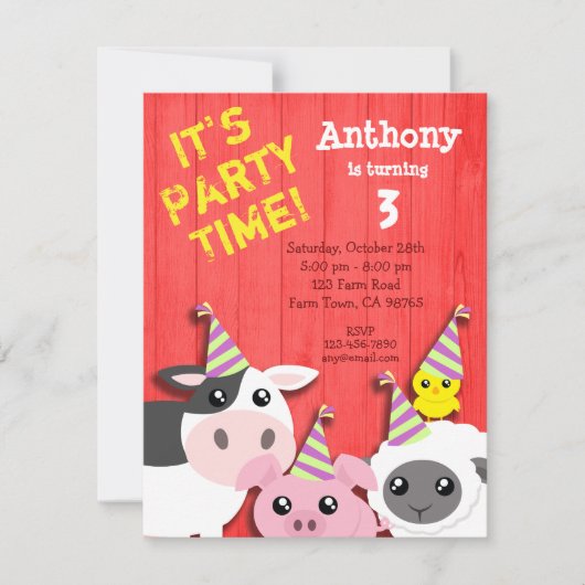Invitation à la fête des animaux de ferme (Devant)
