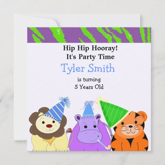 Invitation à la fête des animaux de la jungle (Devant)