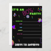 Invitation à la fête des années 80 (Devant / Derrière)