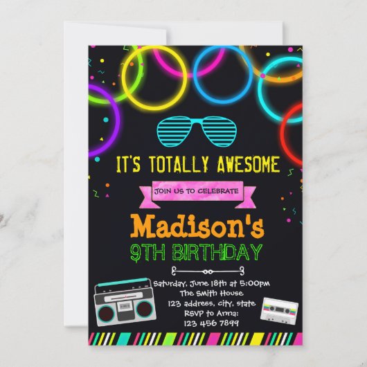 Invitation à la fête des années 80 (Devant)