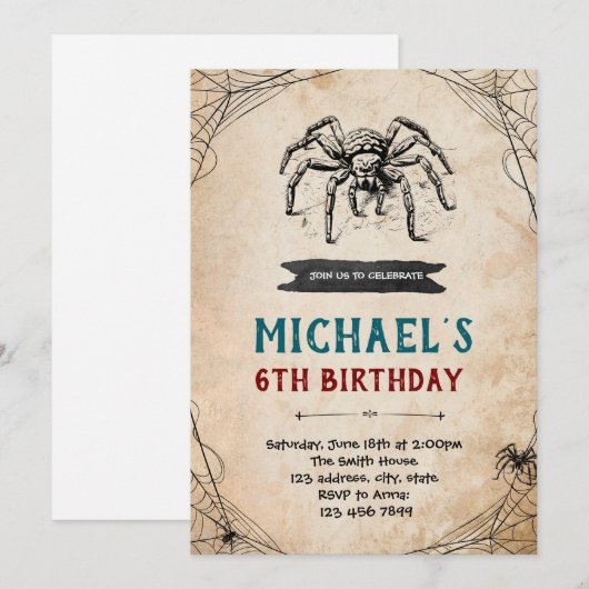 Invitation à la fête des araignées (Devant / Derrière)