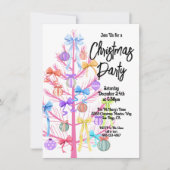 Invitation à la fête des arbres de Noël rose Mod B (Devant)