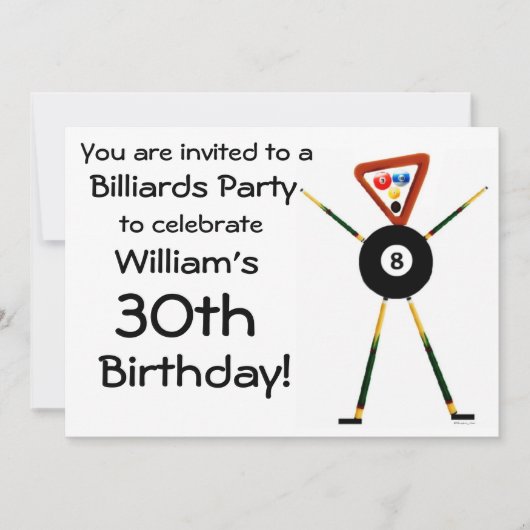 Invitation à la fête des billard d'anniversaire (Devant)