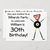 Invitation à la fête des billard d'anniversaire (Devant / Derrière)