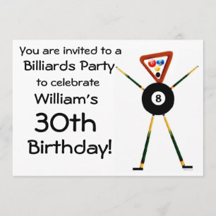 Invitation à la fête des billard d'anniversaire