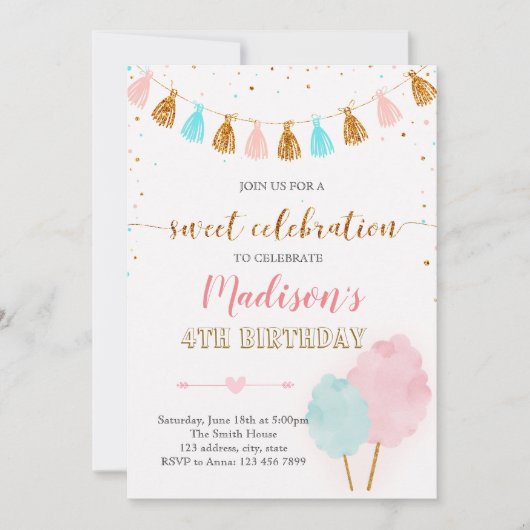 Invitation à la fête des bonbons de coton (Devant)