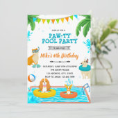 Invitation à la fête des chiots dans la piscine (Debout devant)