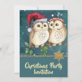 Invitation à la fête des Chouettes de Noël Turquoi (Devant)