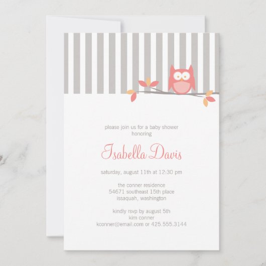 Invitation à la fête des chouettes/douche (Devant)