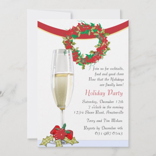 Invitation à la Fête des cocktails de vacances (Devant)